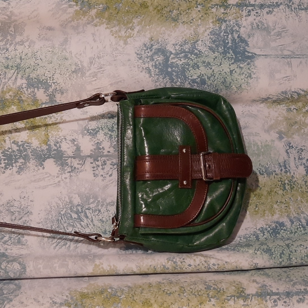 Green and brown vintage y2k Tano Leather  crossbody purse Italian leather